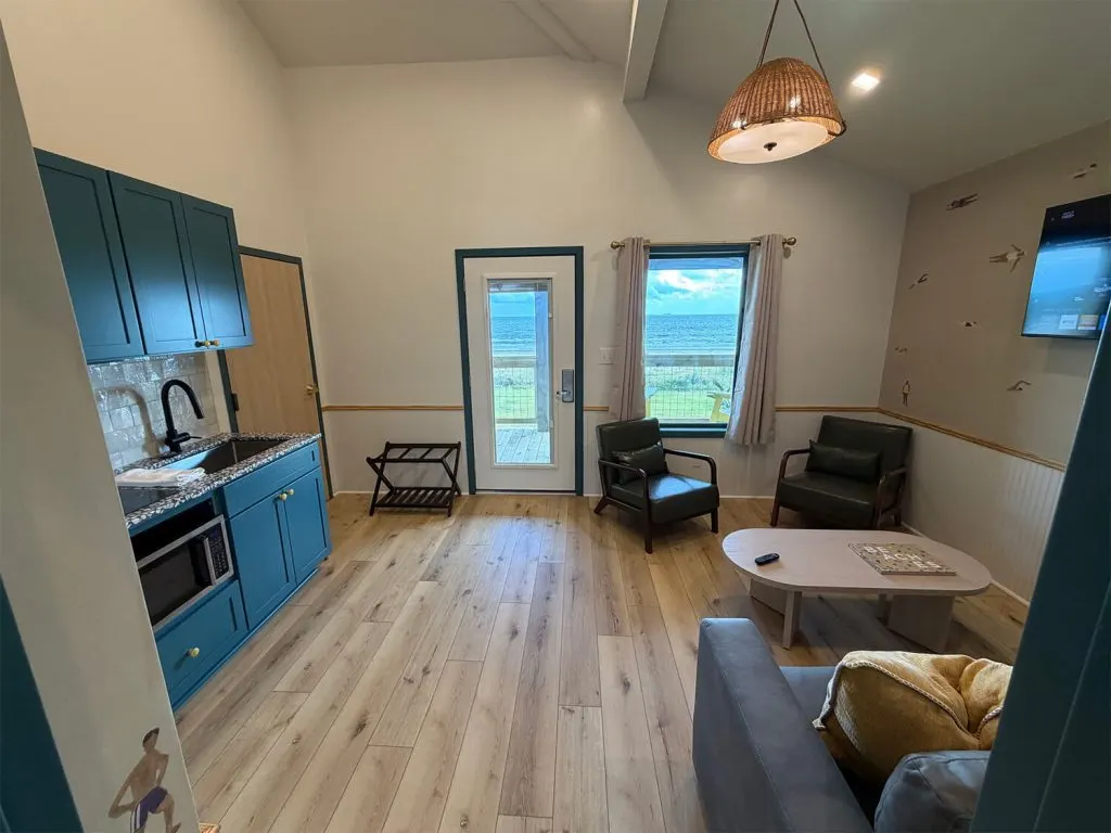 Completed living room and kitchenette renovation by Kirk Con LLC